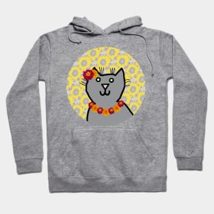 Marigold Floral Cat Portrait Hoodie